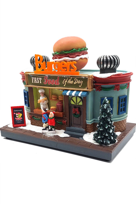 Holiday Burger Shop - Christmas Village Collection by Wizardi F07N5-9