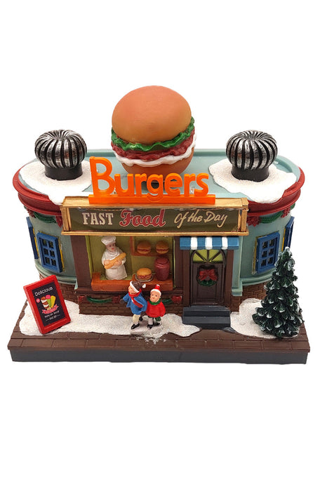 Holiday Burger Shop - Christmas Village Collection by Wizardi F07N5-9