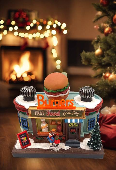 Holiday Burger Shop - Christmas Village Collection by Wizardi F07N5-9