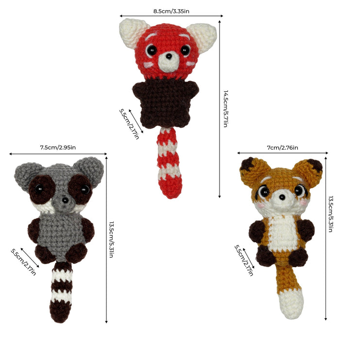 Red Panda, Raccoon & Fox Amigurumi Crochet Kit F07N8-M188