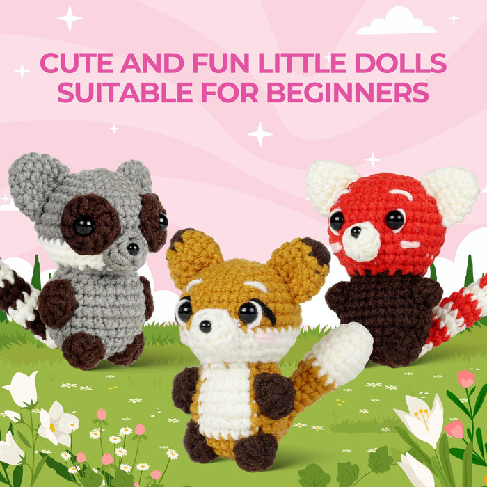 Red Panda, Raccoon & Fox Amigurumi Crochet Kit F07N8-M188