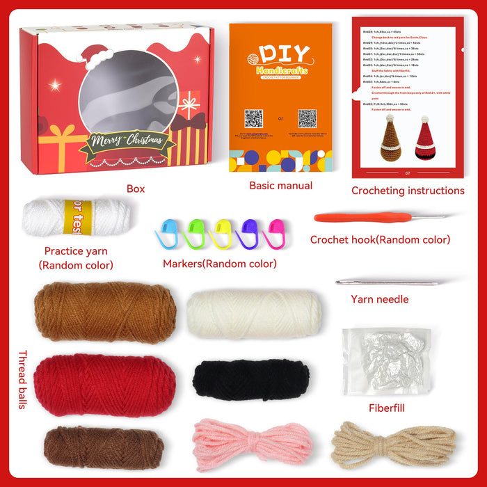 Santa Claus Gnome & Elk Gnome Amigurumi Crochet Kit F07N8-M227