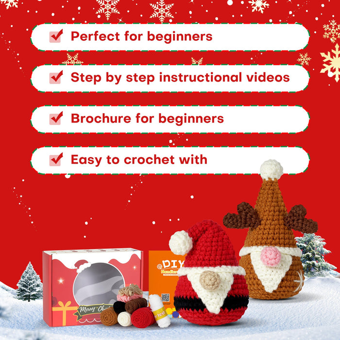 Santa Claus Gnome & Elk Gnome Amigurumi Crochet Kit F07N8-M227