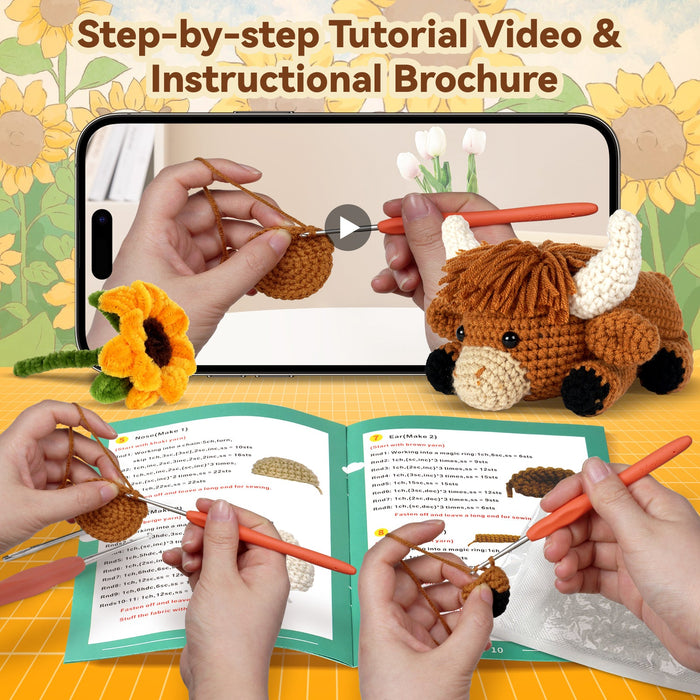 Highland Cow Amigurumi Crochet Kit F07N8-M242