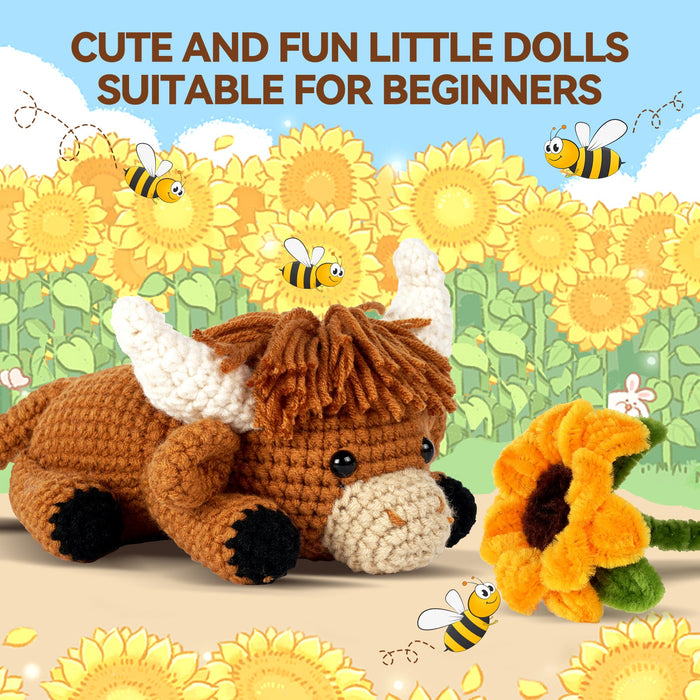 Highland Cow Amigurumi Crochet Kit F07N8-M242