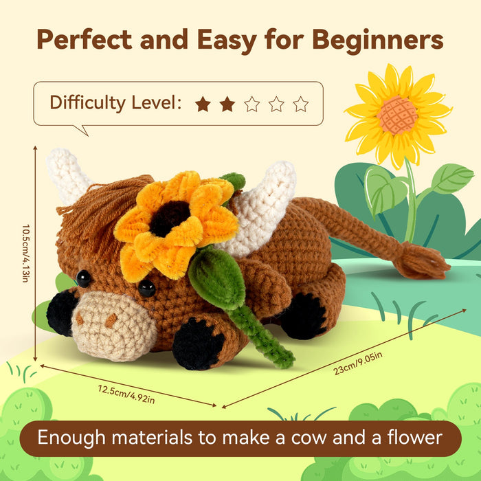 Highland Cow Amigurumi Crochet Kit F07N8-M242