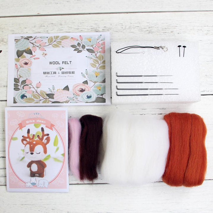 Deer Needle Felting Kit. Wizardi DIY Wool Craft Kit F07N8-W2