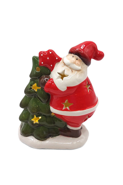 Christmas Ceramic Ornament - Santa with Christmas Tree by Wizardi F07N7-7