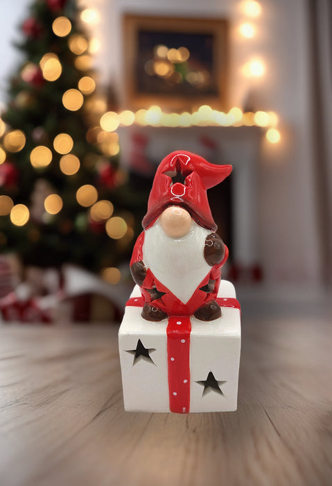 Christmas Ceramic Ornament - Christmas Gift with Gnome by Wizardi F07N7-8