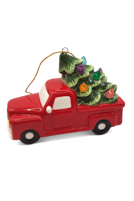 Christmas Ceramic Ornament - Christmas Tree Delivery Truck by Wizardi F07N7-12