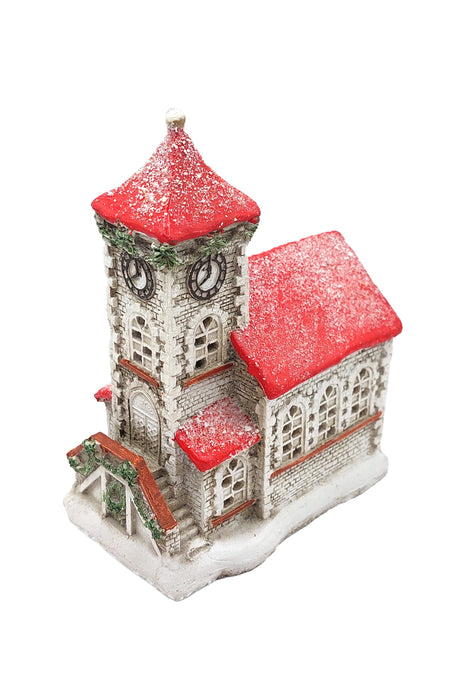 Christmas Ceramic Ornament - Snowy Village Church by Wizardi F07N7-17