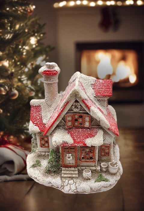Christmas Ceramic Ornament - Festive Snow-covered House by Wizardi F07N7-18