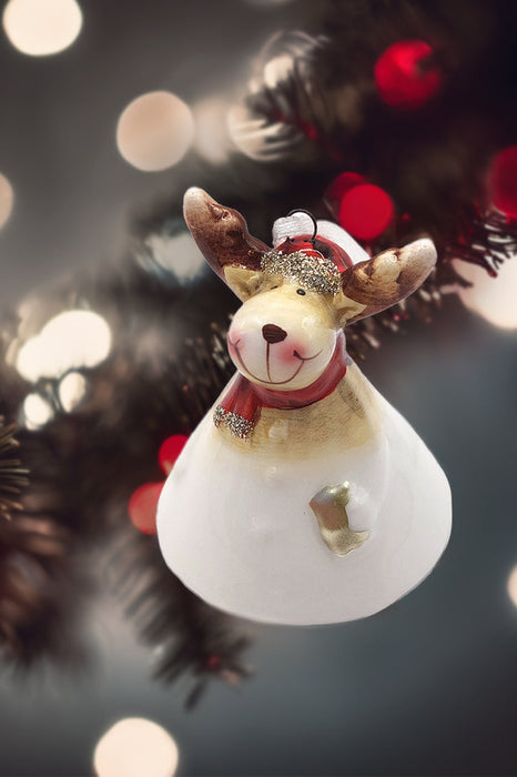 Christmas Ceramic Bell Ornament - Reindeer by Wizardi F07N7-23