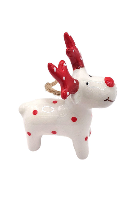 Christmas Ceramic Ornament - Red-nosed Reindeer by Wizardi F07N7-25
