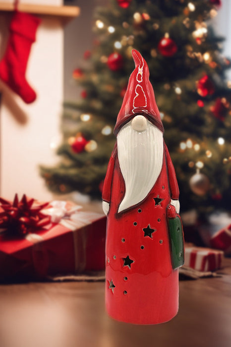 Christmas Ceramic Ornament - Red Gnome by Wizardi F07N7-1