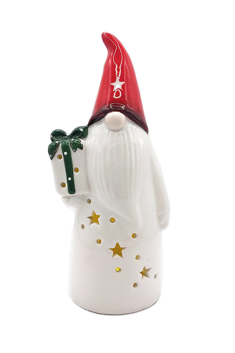 Christmas Ceramic Ornament - Christmas Gnome with Gift by Wizardi F07N7-2