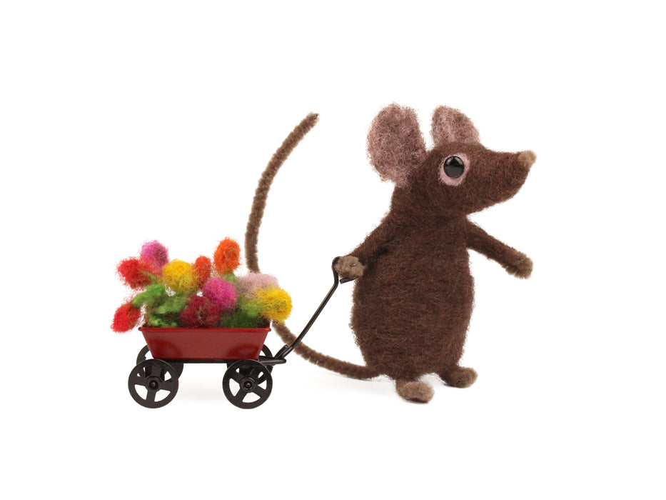 Felting Kit - Flower Cart Mouse Needle Felt Kit