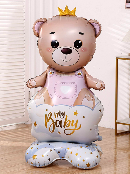 Bear with a Crown Girl. Standing Foil Balloon Decoration F07M1-3