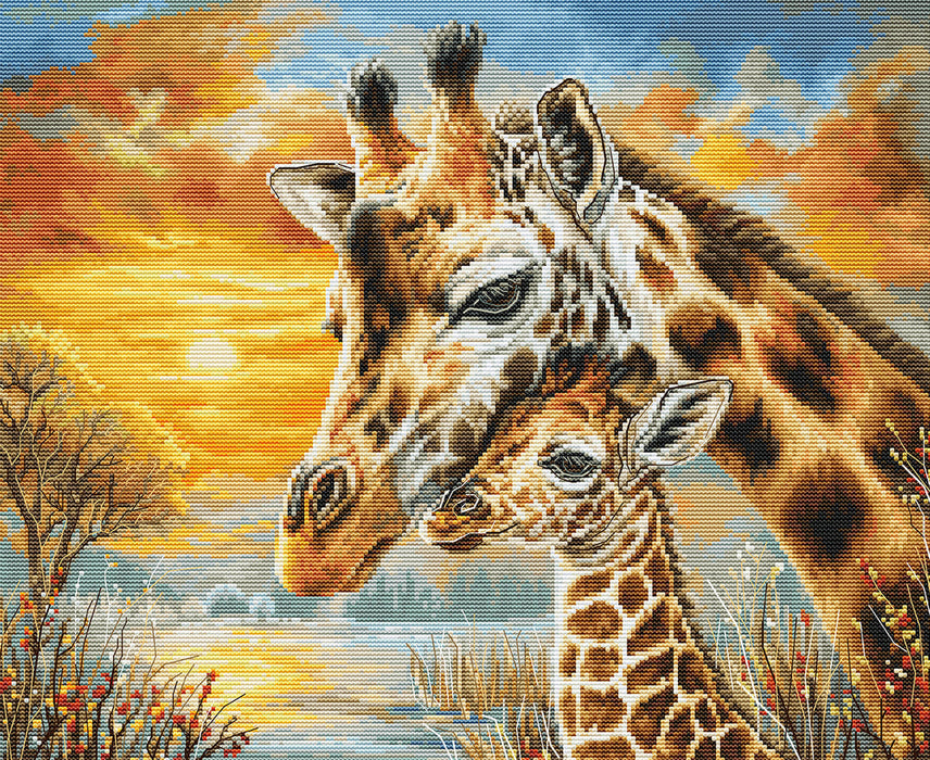 Giraffe Cuddle BU5109L Counted Cross-Stitch Kit