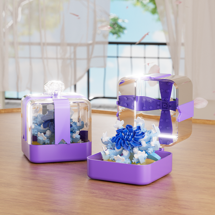 Ice Blue Mini Flower Building Blocks Kit F07AM11-11-091250808