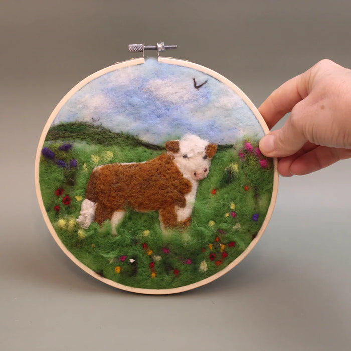 Felting Kit - Hereford Bull Needle Felt Kit