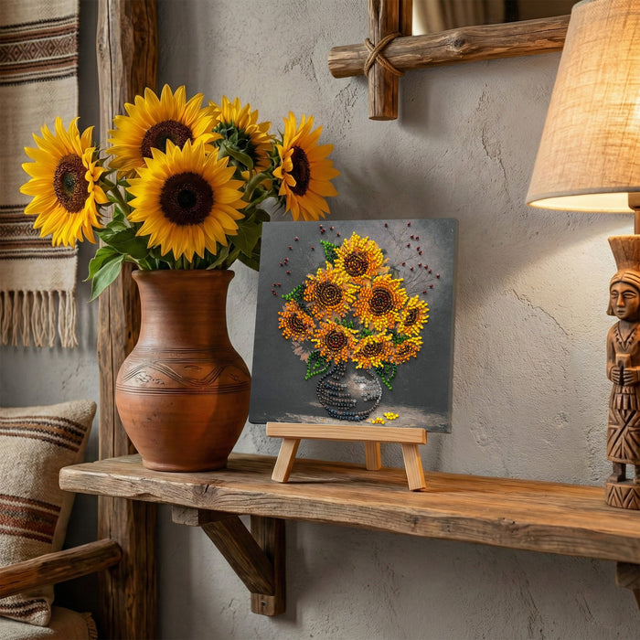 Mini Bead embroidery kit - Homely Sunflowers AM-269