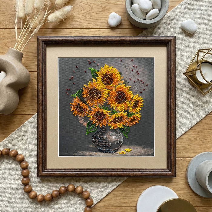 Mini Bead embroidery kit - Homely Sunflowers AM-269