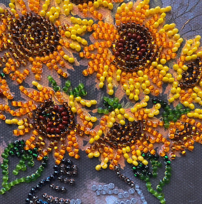 Mini Bead embroidery kit - Homely Sunflowers AM-269
