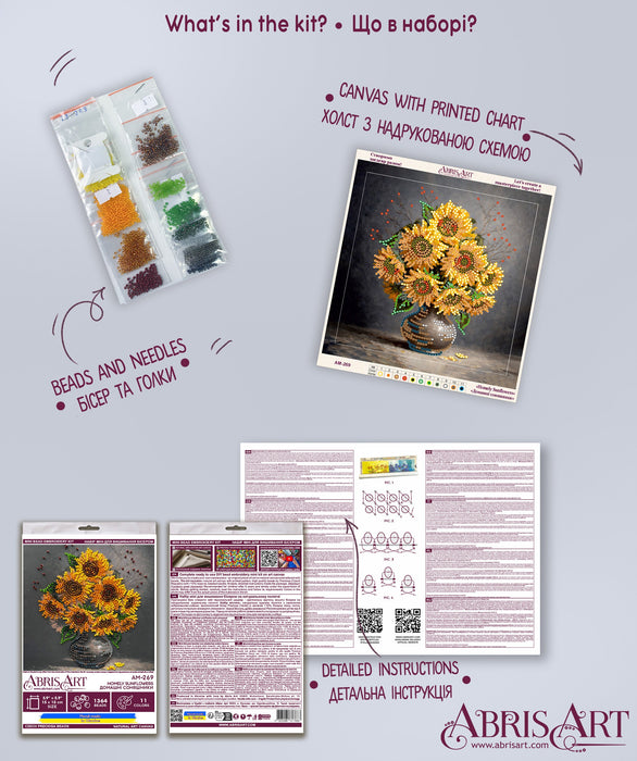 Mini Bead embroidery kit - Homely Sunflowers AM-269