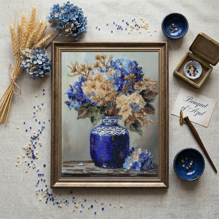 Main Bead Embroidery Kit - Hydrangeas in Pocelain AB-975