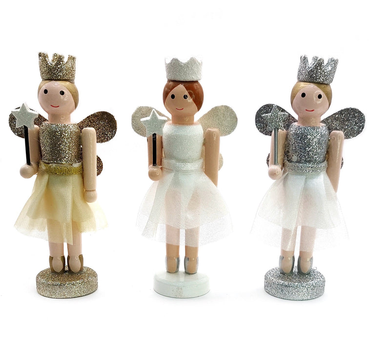 Christmas Fairies Set. Wizardi Classic Wooden Festive Decoration F07M14-13-N01657