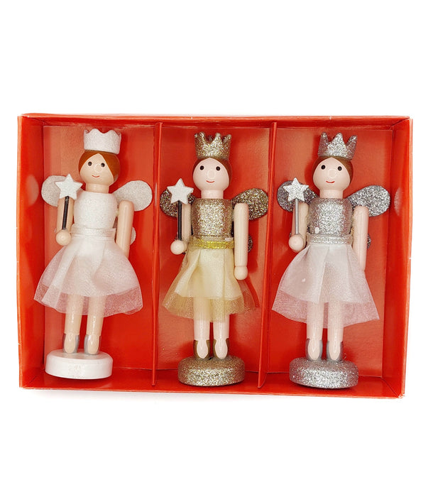 Christmas Fairies Set. Wizardi Classic Wooden Festive Decoration F07M14-13-N01657