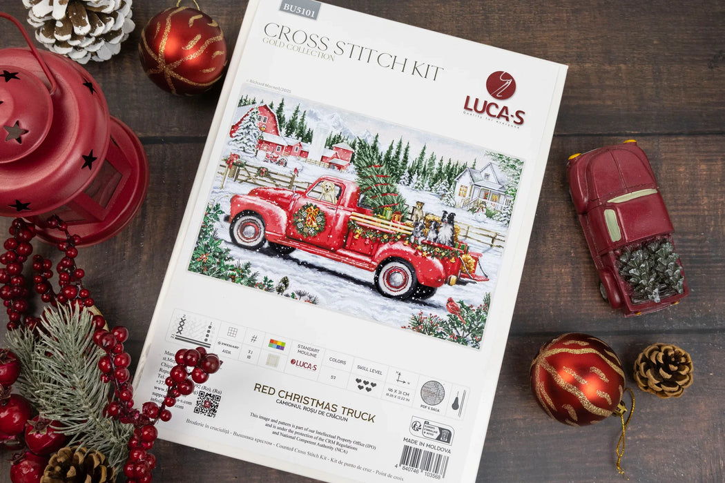 Red Christmas Truck BU5101L Counted Cross-Stitch Kit
