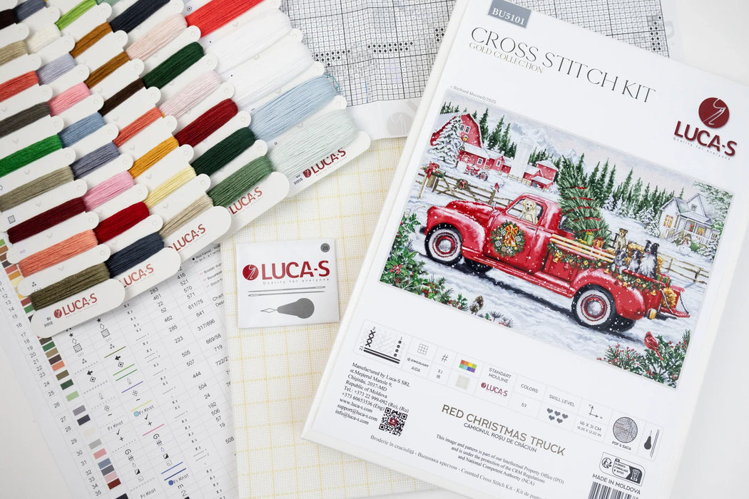 Red Christmas Truck BU5101L Counted Cross-Stitch Kit