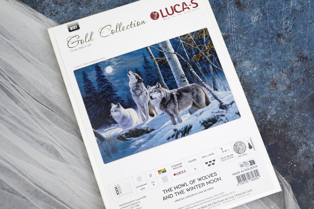 The Howl of Wolves and the Winter Moon B727L Counted Cross-Stitch Kit