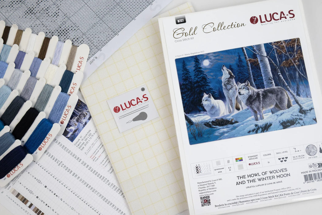 The Howl of Wolves and the Winter Moon B727L Counted Cross-Stitch Kit