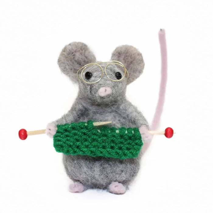 Felting Kit - Special Edition Green Knitting Mouse SmallNeedle Felt Kit