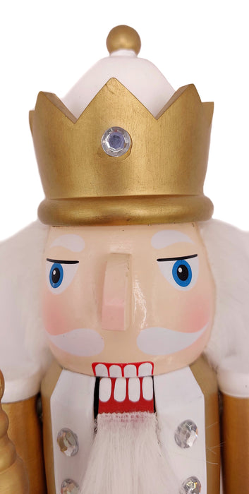 Christmas Nutcracker the Staffbearer. Wizardi Classic Wooden Festive Decoration F07M14-45-N01315B