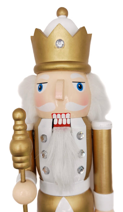Christmas Nutcracker the Staffbearer. Wizardi Classic Wooden Festive Decoration F07M14-45-N01315B