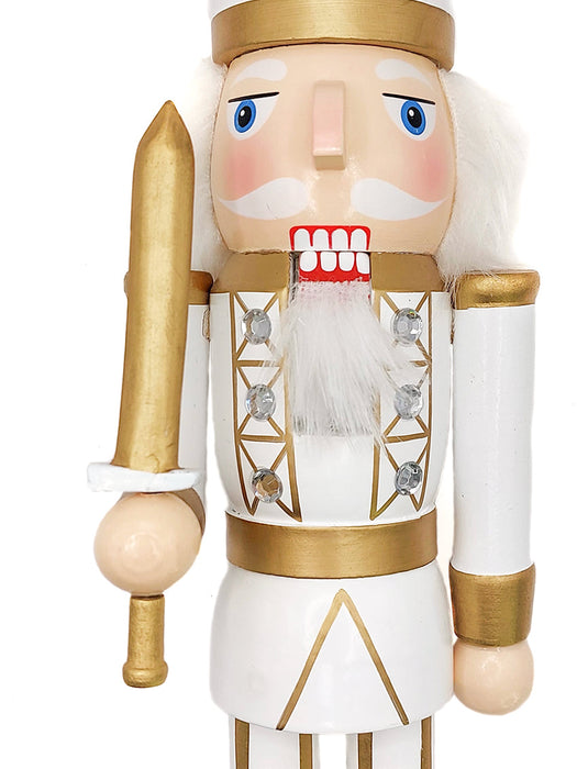 White and Gold Soldier Wooden Nutcracker F07M6-24A