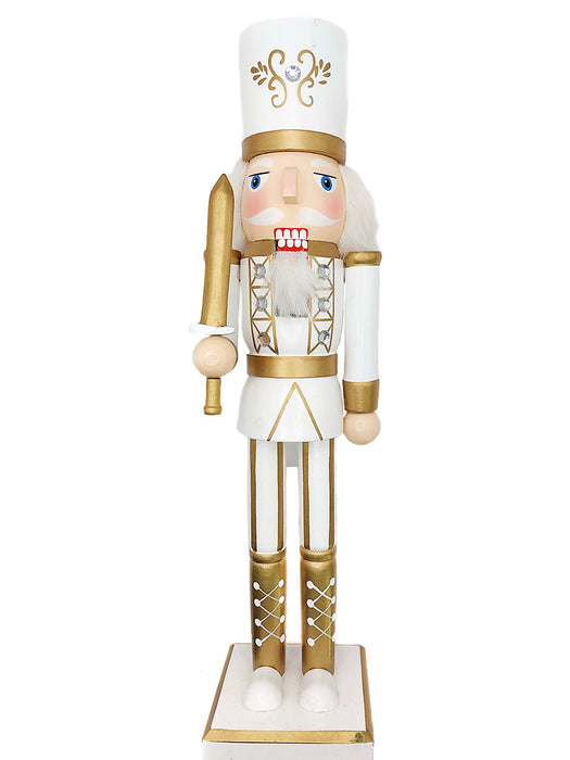 White and Gold Soldier Wooden Nutcracker F07M6-24A