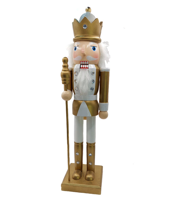 Christmas Nutcracker the Staffbearer. Wizardi Classic Wooden Festive Decoration F07M14-45-N01315B