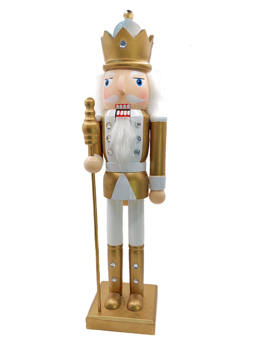 White and Gold King Wooden Nutcracker F07M6-24B