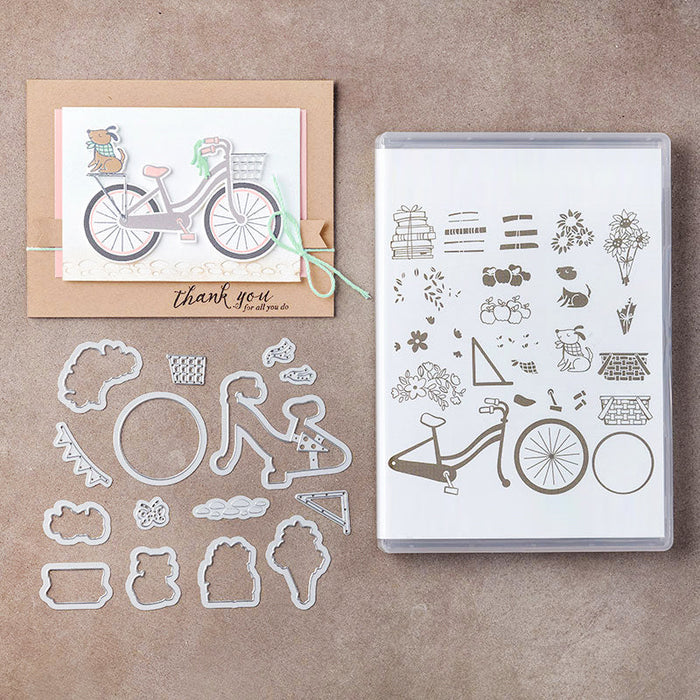 Vintage Bicycle Clear Stamp & Metal Die Set QS09