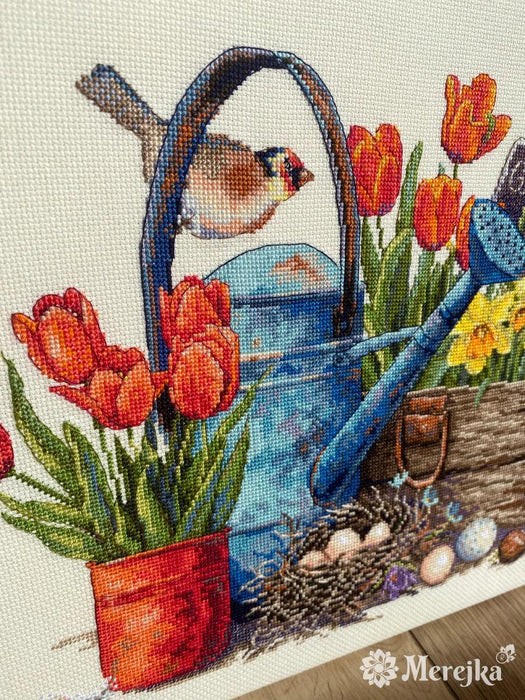 Spring Garden K-251 Counted Cross-Stitch Kit - Wizardi