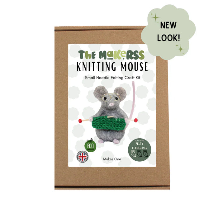 Felting Kit - Special Edition Green Knitting Mouse SmallNeedle Felt Kit