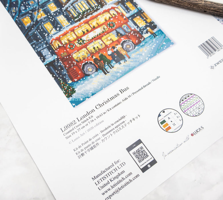 London Christmas Bus L9982 Counted Cross Stitch Kit