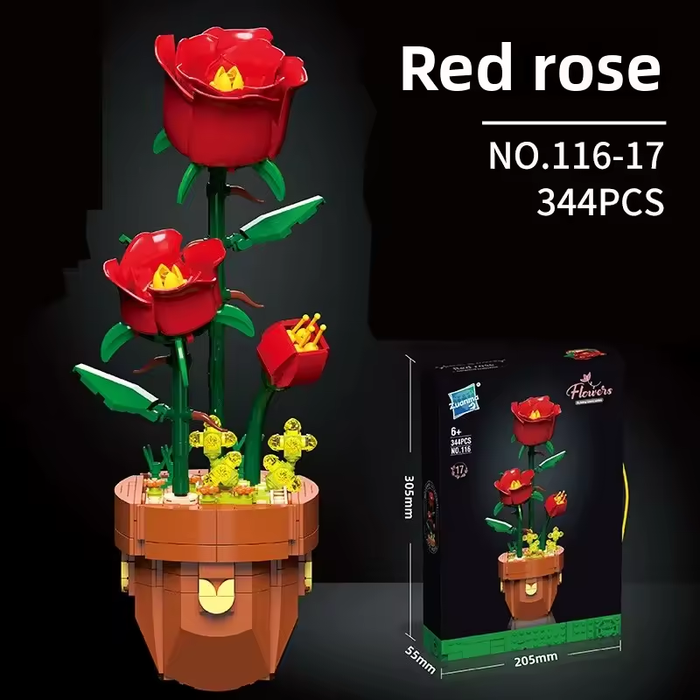 Plant Building Brick Kit - Red Rose by Wizardi F07N11-30-17(116)