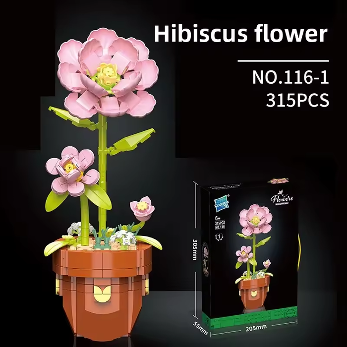 Plant Building Brick Kit - Hibiscus Flower by Wizardi F07N11-17-1(116)