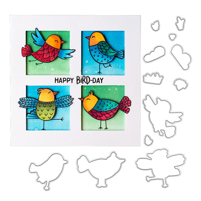 Happy Birds Clear Stamp & Metal Die Set QS03